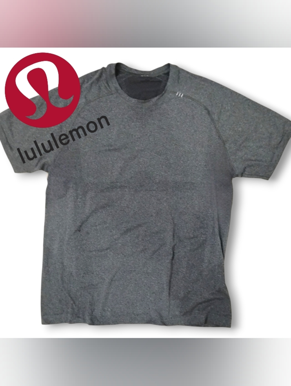 LULULEMON - Metal Vent Tech Short Sleeve Shirt Grey "Drink Fresh Water"  Size L